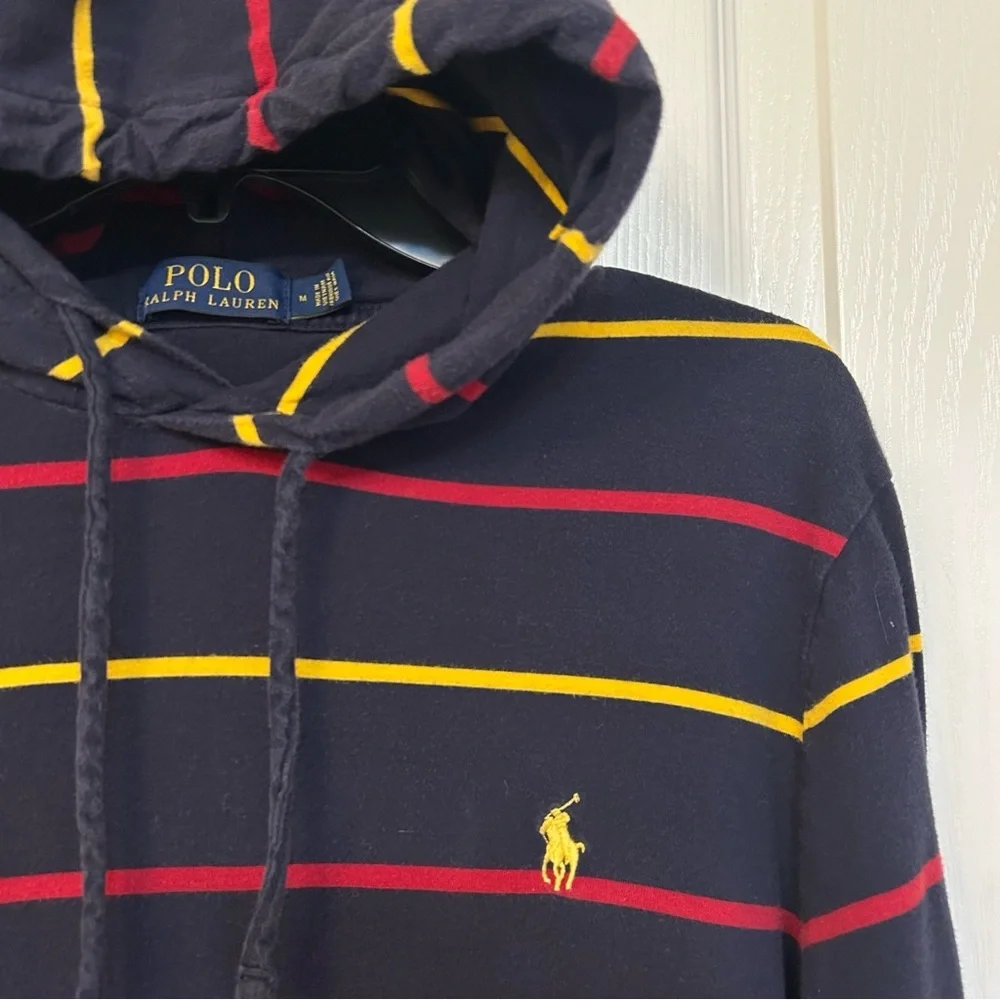 Polo Ralph Lauren Striped Cotton Hooded Long-Sleeve Hoodie in Ink Multi Size M - Picture 6 of 7